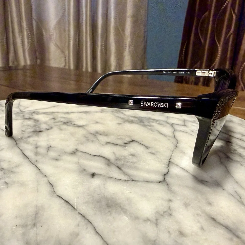 Swarovski Gloss Black Crystal Cat Eye Eyeglass FRAME w/Case - SK5174-3 54-16-140